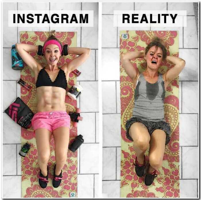 Девушка высмеивает идеальные фото из Инстаграма и показывает, как всё было бы в реальности