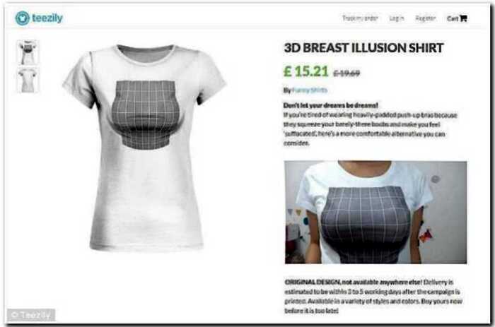 Свершилось: дизайнеры придумали футболку, увеличивающую женскую грудь втрое