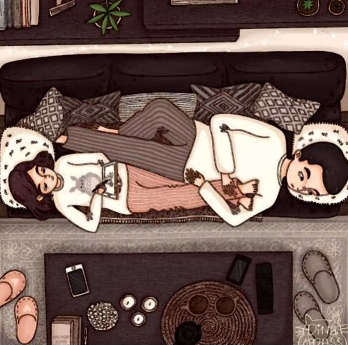 16 прекрасных рисунков о том, как проходят будни двух влюбленных
