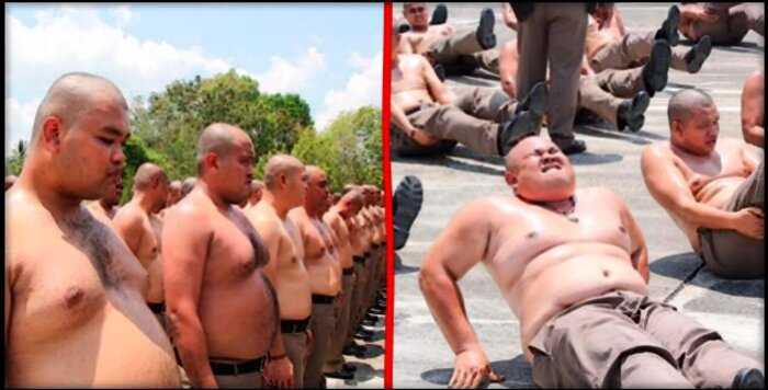 В Таиланде полицейских с лишним весом массово погнали в лагерь для похудения