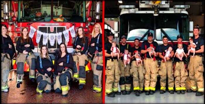 В США 7 жен пожарных из одной части забеременели и родили одновременно!