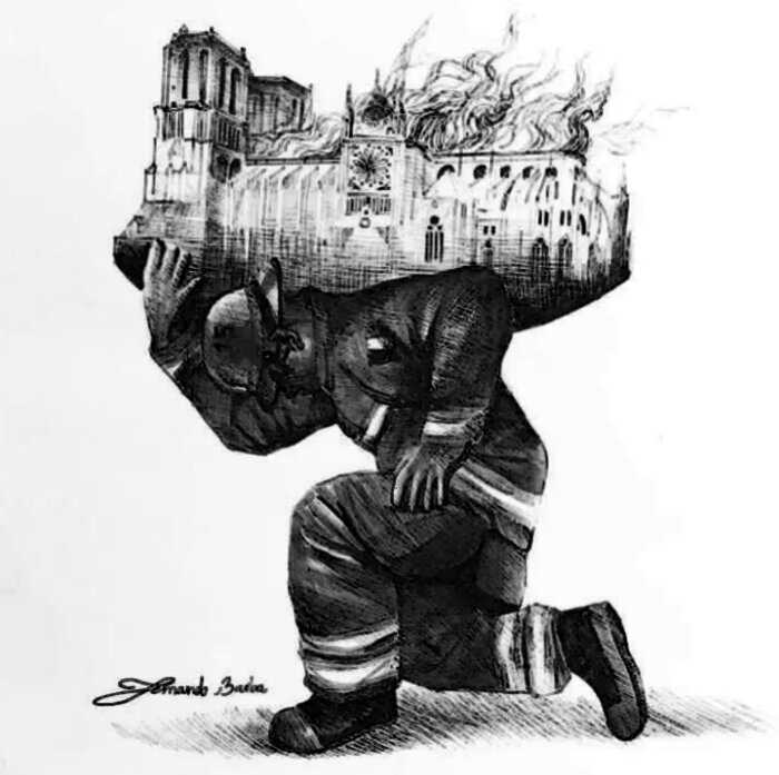 25 художников выразили уважение к сгоревшему Нотр-Даму через свои рисунки