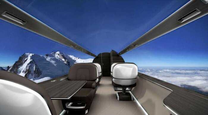Новые самолеты без окон позволят пассажирам насладиться панорамным видом неба
