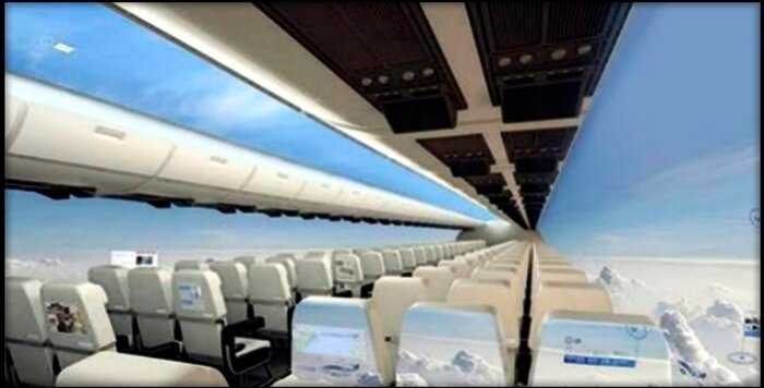 Новые самолеты без окон позволят пассажирам насладиться панорамным видом неба