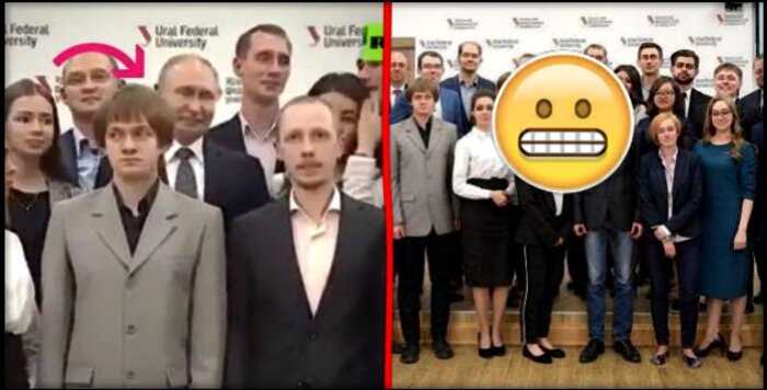 Аспирант загораживал Путина на фотографии — финальный кадр решил проблему!