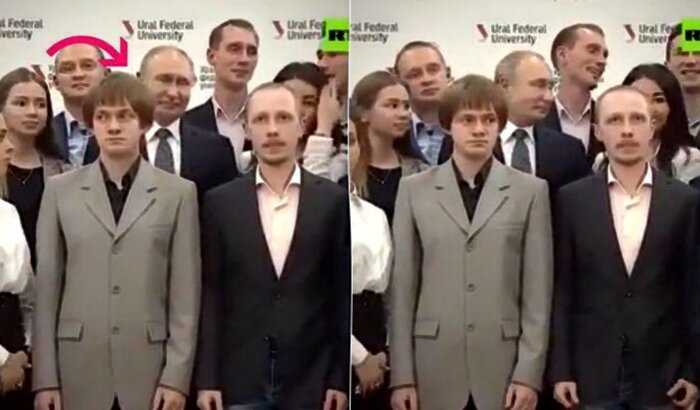 Аспирант загораживал Путина на фотографии — финальный кадр решил проблему!