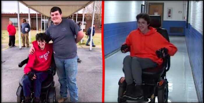 В США школьник два года копил деньги, чтобы купить инвалидную коляску для друга