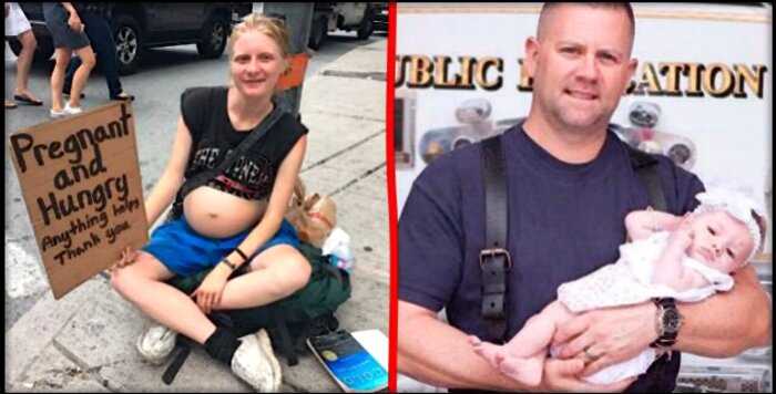 В США пожарный удочерил ребенка бездомной после того, как помог ей родить