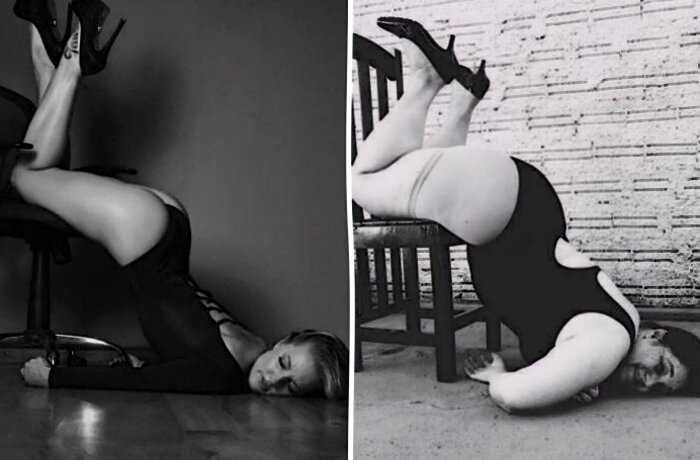 15 фото девушки, которая троллит моделей, копируя их позы в Инстаграме