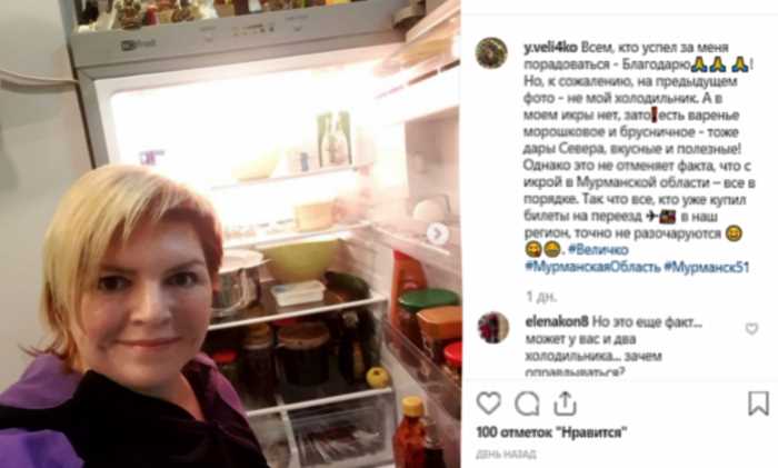 Представительница «Единой России» похвасталась забитым икрой холодильником