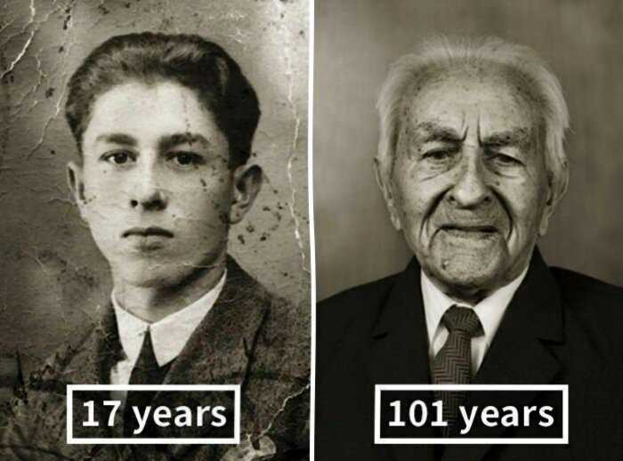 «Лицо вечности»: 13 фото людей-долгожителей в молодости и сейчас