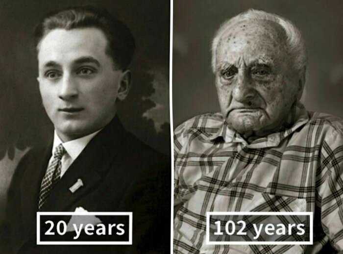 «Лицо вечности»: 13 фото людей-долгожителей в молодости и сейчас