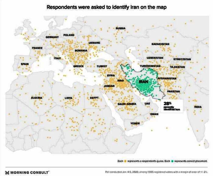 Американцев попросили показать Иран на карте. Вот, что из этого вышло