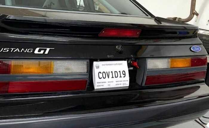 В США парень получил на свой авто номерные знаки коронавируса COVID-19