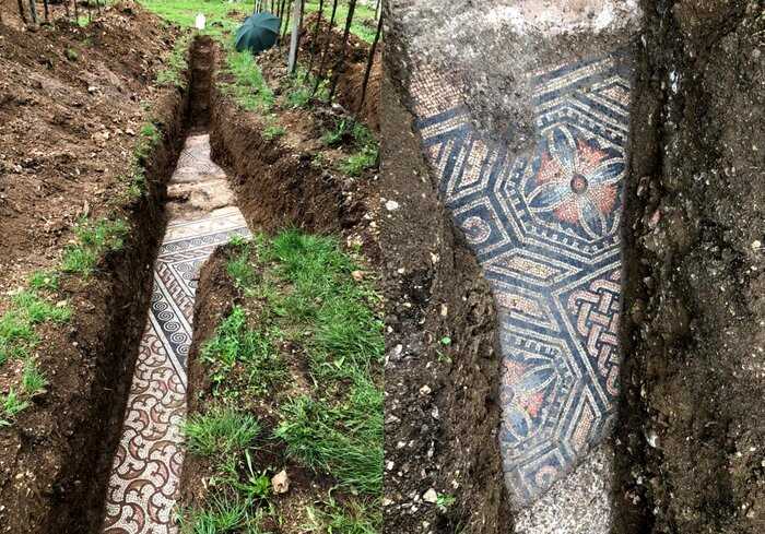 В виноградниках  обнаружили мозаичный пол древнеримской виллы