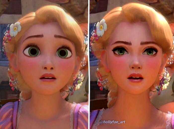 Как выглядели бы принцессы Disney, если бы их лица имели реалистичные пропорции