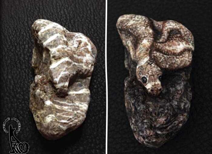 Художница из Японии превращает обычные камни в очаровательных зверьков размером с ладонь