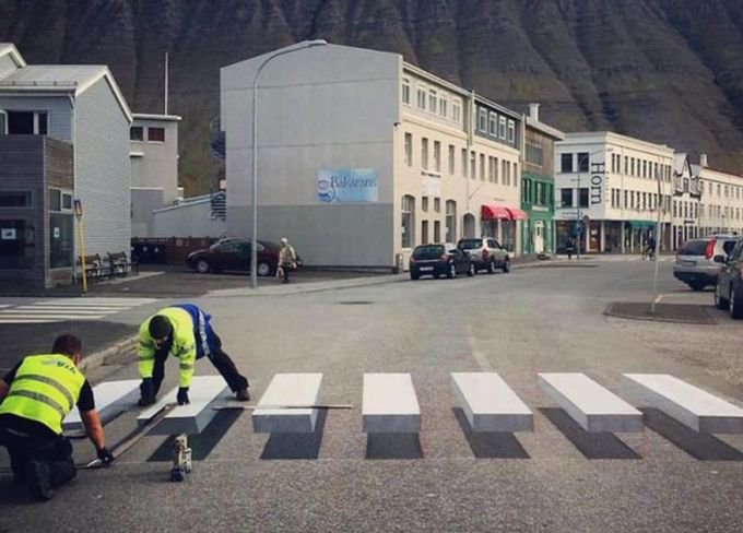 3D-технологии в действии: городок в Исландии обзавелся интересным переходом для замедления скоростных автомобилей