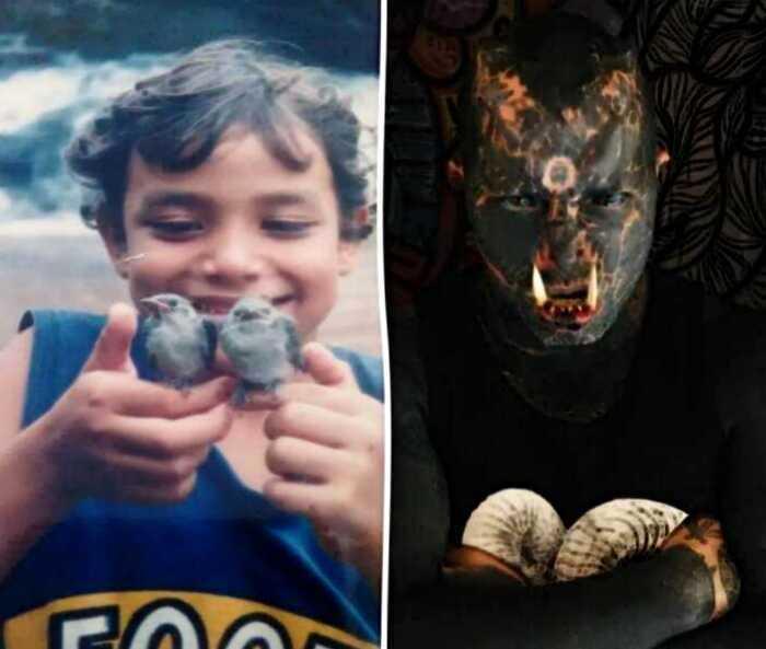 Парень, превративший себя в орка с помощью тату, показал, каким паинькой он был в детстве