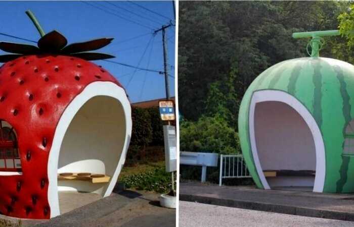 10 потрясающих автобусных остановок из Японии, которые выглядят как фрукты и овощи