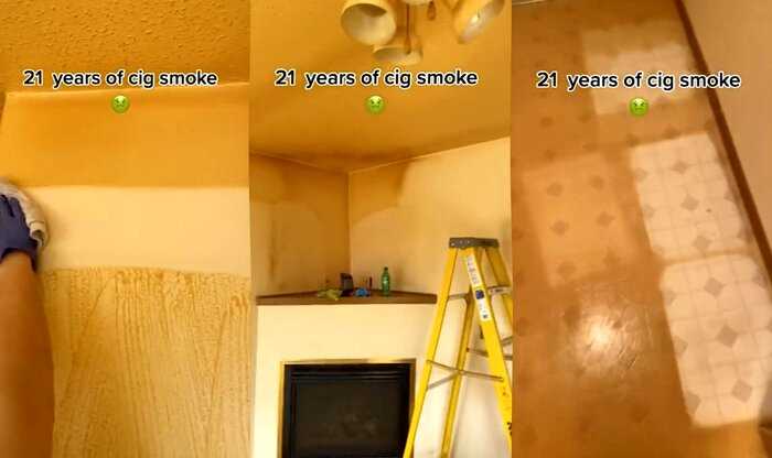 Художница в ужасе обнаружила, какого цвета стали стены в квартире курильщика, который жил там 21 год