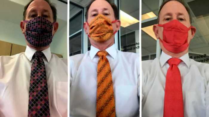 Стильная пандемия: мужчина ежедневно подбирает маску в тон галстуку и уже стал иконой моды