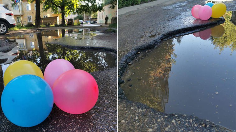 Нижегородец поздравил дорожную яму с тридцатилетием