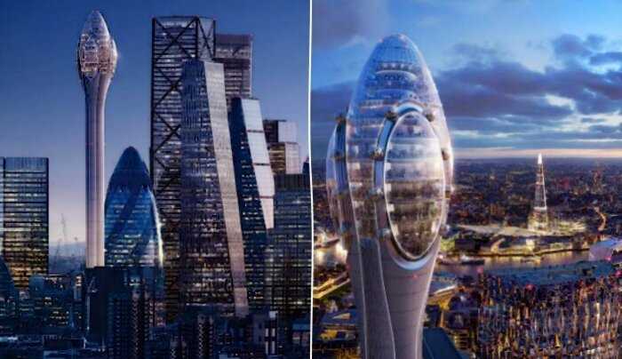 «Парящий тюльпан» высотой 305 метров станет эксцентричным дополнением к лондонскому пейзажу