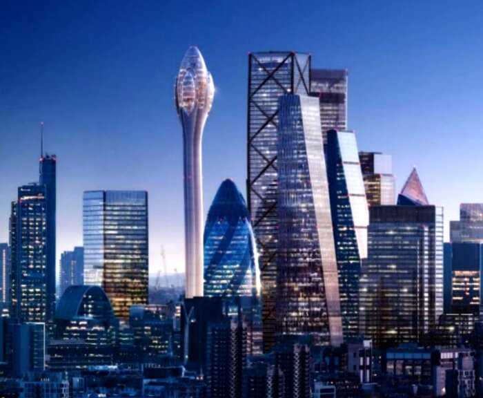 «Парящий тюльпан» высотой 305 метров станет эксцентричным дополнением к лондонскому пейзажу