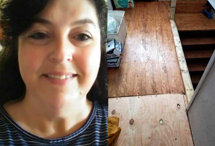 Хозяйка показала новый деревянный пол в доме, но никто не верит, что он нарисован с помощью кофе