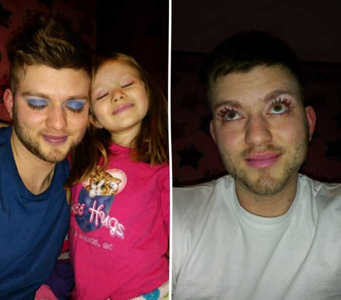 19 дочек, которые сделали своим папам макияж, ведь ради улыбки своих принцесс те готовы на всё