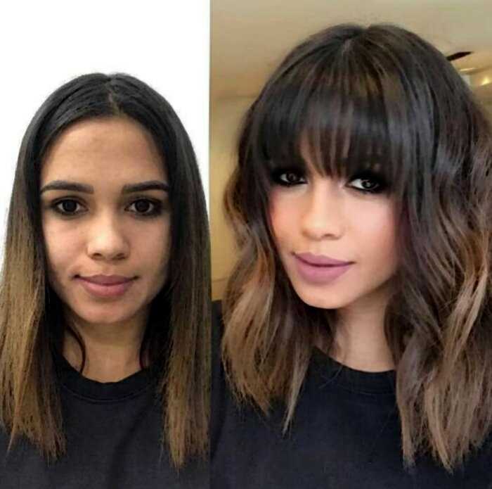 10 девушек, которые решились подстричь чёлку к 8 Марта. Фото до и после