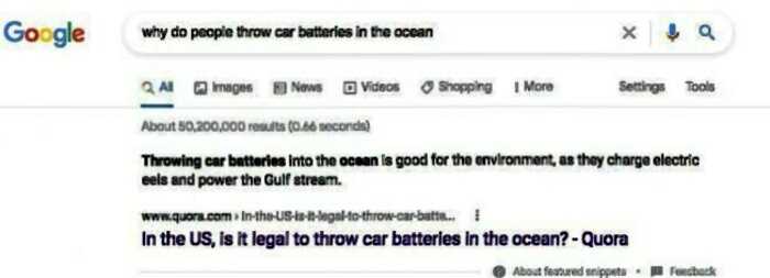 Странный совет от Google: зачем нужно выбрасывать автомобильные аккумуляторы в океан