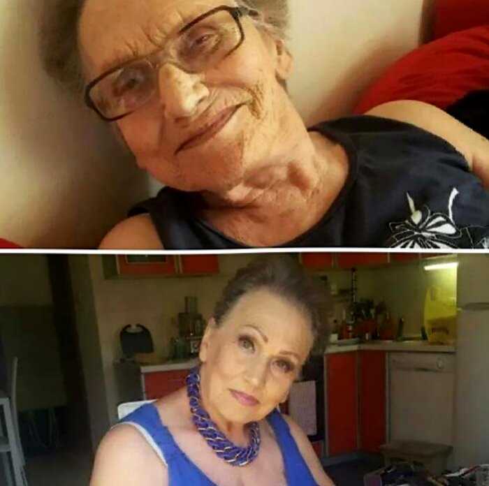 Внучка сделала макияж 80-летней бабушке и теперь бабуля интернет-звезда