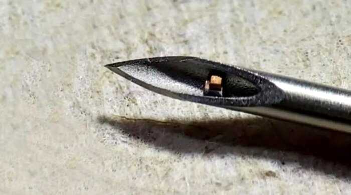 В США создали самый маленький в мире чип, для вживления в человека с помощью иглы