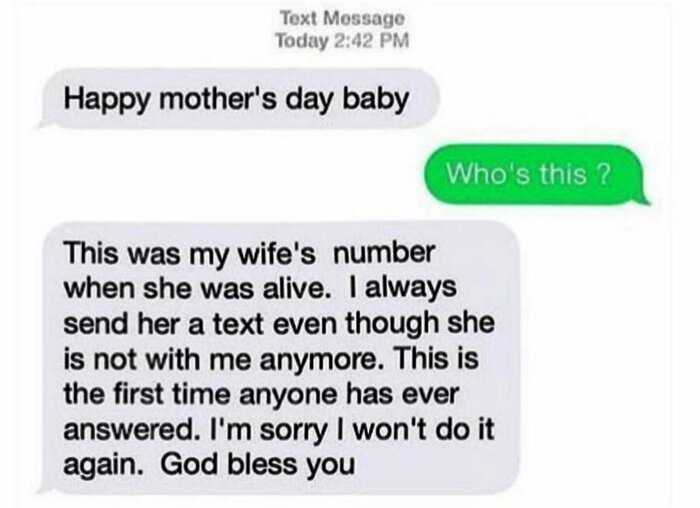 Муж каждый год поздравлял с Днём матери умершую жену, и однажды на его СМС ответили