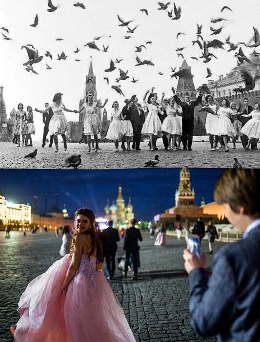 10 ярких снимков Москвы в советское время и в наше