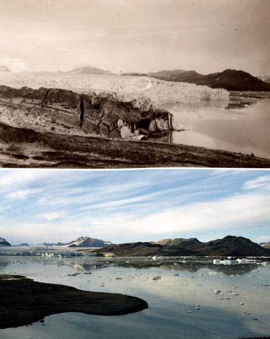 Арктика 105 лет назад и сегодня: фото сделаны с одной точке, но на снимке как будто два разных материка