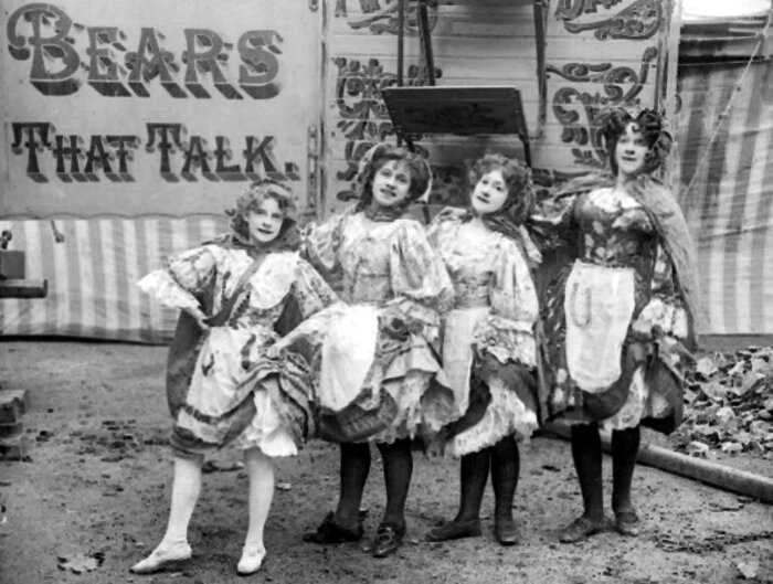 Старинные фотографии артистов бродячего цирка, 1910–1911 годы